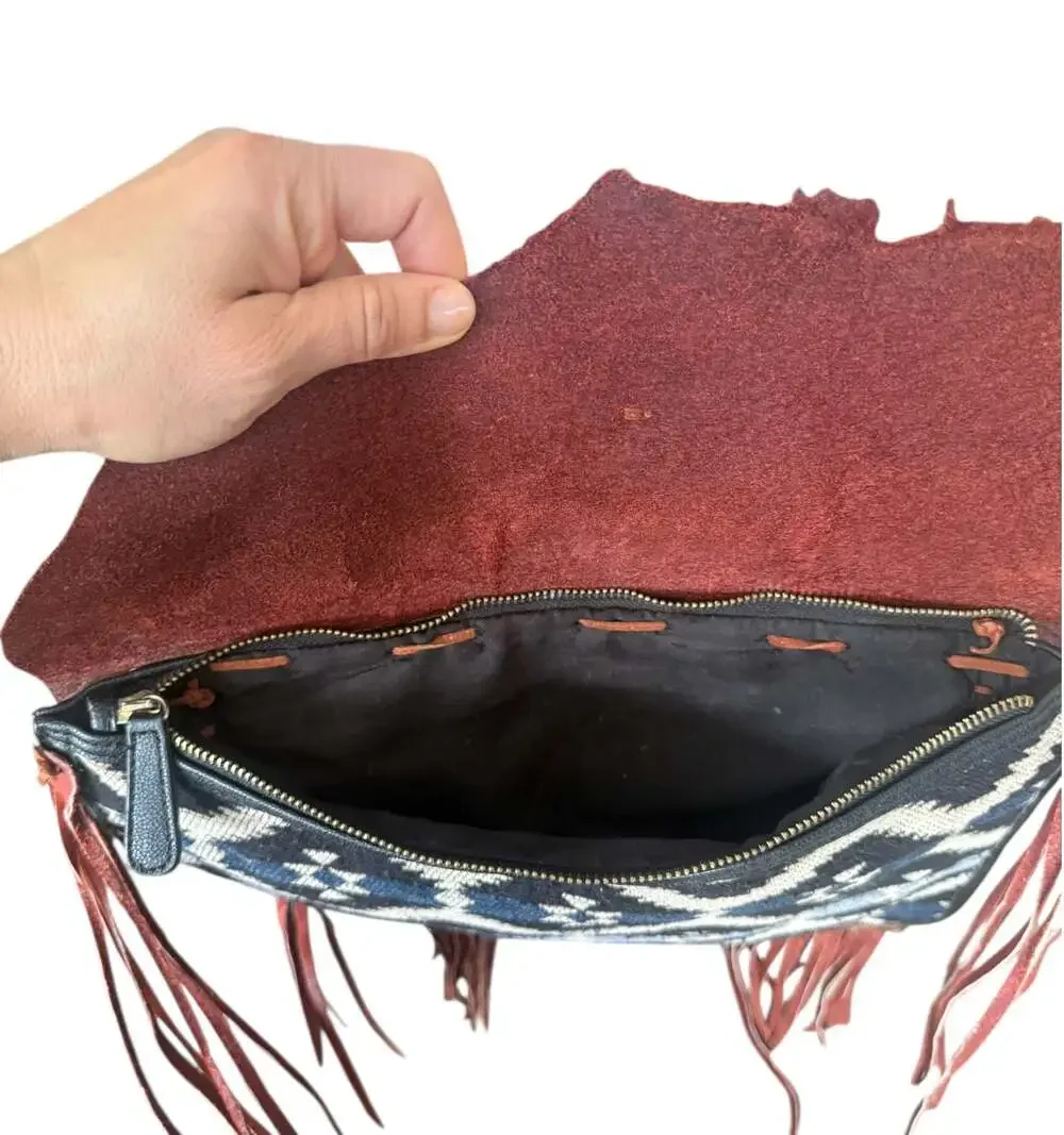 Forever 21 Western Boho Aztec Print Fringe Crossbody Bag